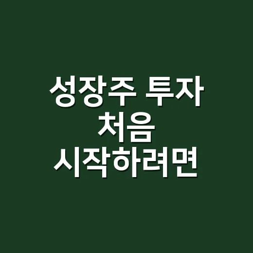 성장주 투자 처음 …