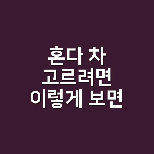 혼다 차 고르려면 이렇게 보면 실패 확률이 줄어듭니다 - 요약