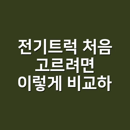 전기트럭 처음 고르려면 이렇게 비교하세요 - 요약