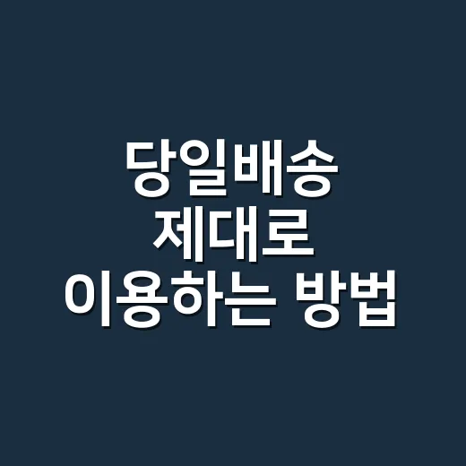 당일배송 제대로 이용하는 방법, 급할 때 실패 줄이는 체크포인트 - 요약