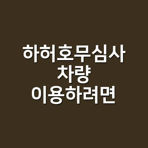 하허호무심사 차량 이용하려면 이렇게 확인하세요 - 요약