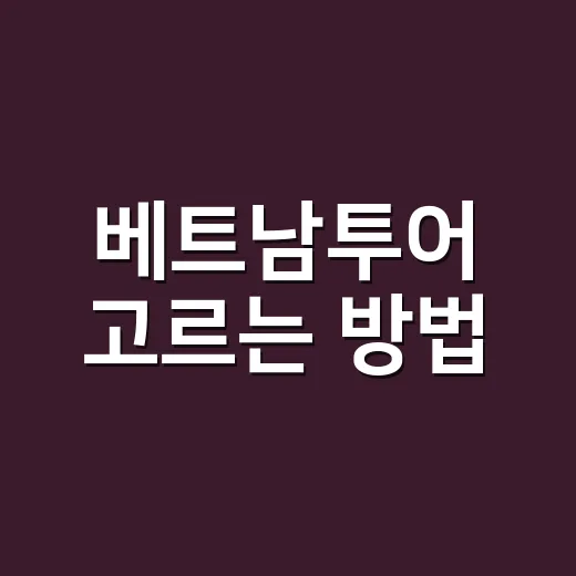 베트남투어 고르는 방법, 처음 가는 사람도 덜 헤매는 현실 팁 - 요약