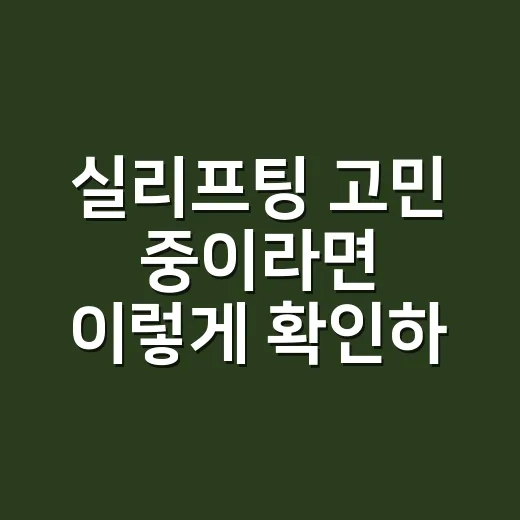 실리프팅 고민 중이라면 이렇게 확인하는 방법 - 요약