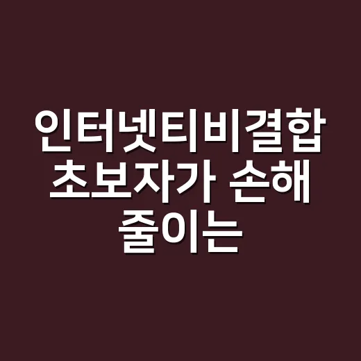 인터넷티비결합 초보자가 손해 줄이는 방법 - 요약