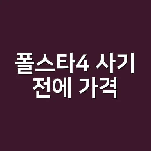 폴스타4 사기 전에 가격·주행거리·옵션 보는 방법 - 요약