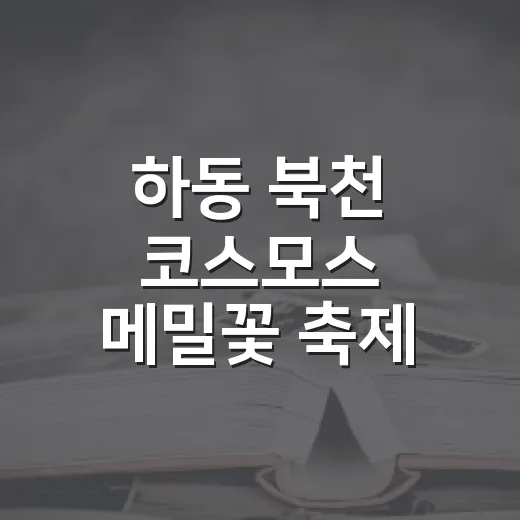 하동 북천 코스모스 메밀꽃 축제 가려면 이렇게 준비하는 방법 - 요약