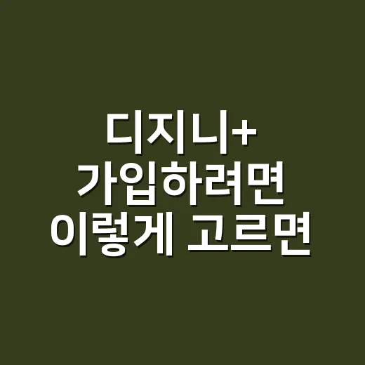 디지니+ 가입하려면 이렇게 고르면 됩니다 - 요약