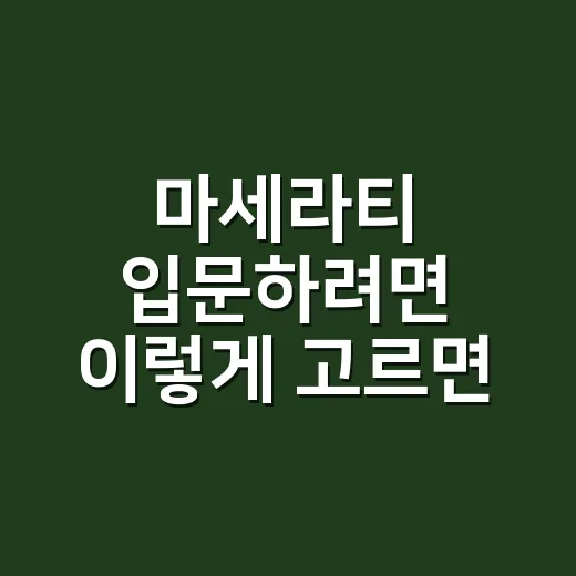 마세라티 입문하려면 이렇게 고르면 덜 후회합니다 - 요약