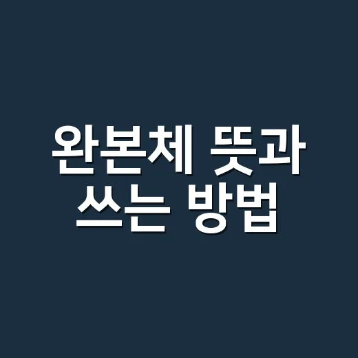 완본체 뜻과 쓰는 방법, 처음 봐도 자연스럽게 이해하기 - 요약