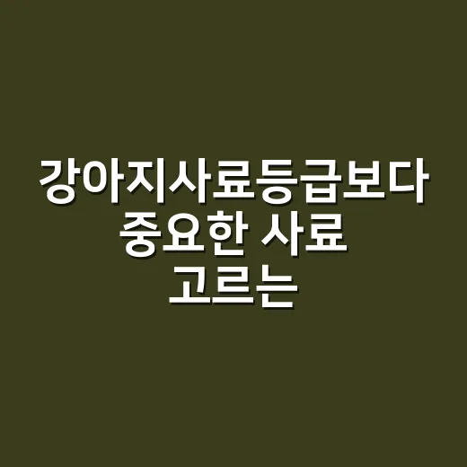 강아지사료등급보다 중요한 사료 고르는 방법 - 요약