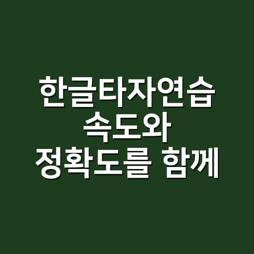 한글타자연습 속도와 정확도를 함께 높이는 방법 - 요약