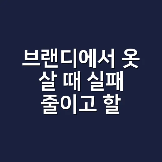 브랜디에서 옷 살 때 실패 줄이고 할인 챙기는 방법 - 요약