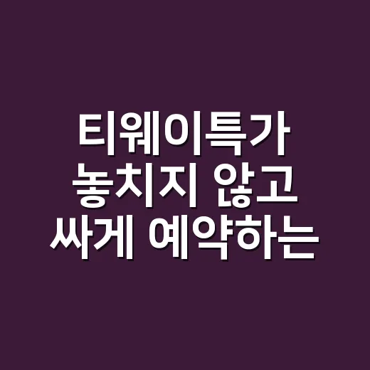 티웨이특가 놓치지 않고 싸게 예약하는 방법 - 요약
