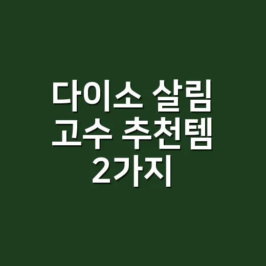 다이소 살림 고수 추천템 2가지, 집안일 줄이려면 이렇게 고르세요 - 요약