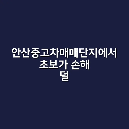 안산중고차매매단지에서 초보가 손해 덜 보고 고르는 방법 - 요약