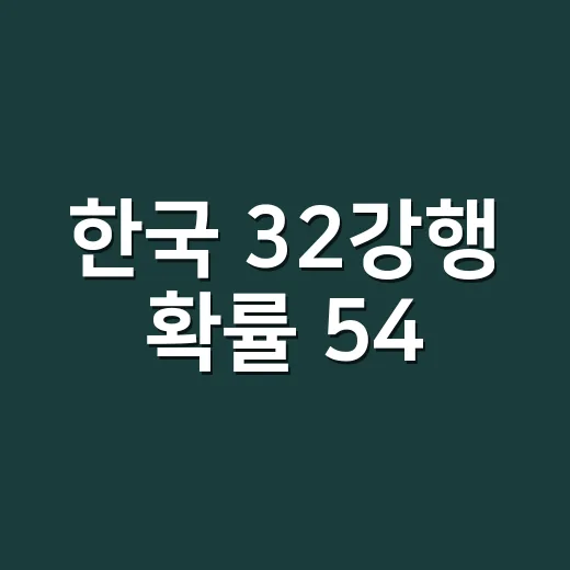 한국 32강행 확률 54.5%, 경우의 수 쉽게 보는 방법 - 요약