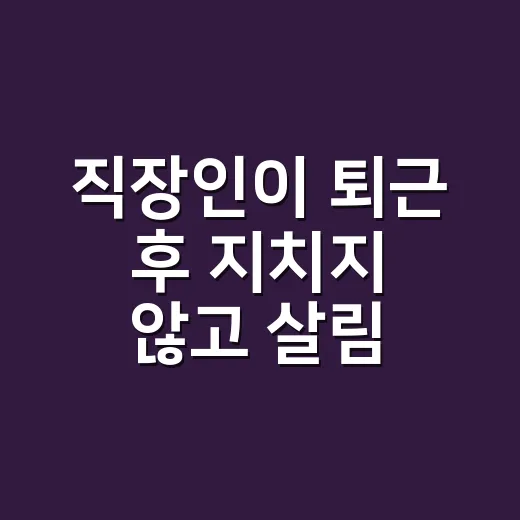 직장인이 퇴근 후 지치지 않고 살림 루틴 만드는 방법 - 요약