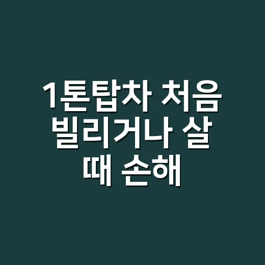 1톤탑차 처음 빌리거나 살 때 손해 줄이는 방법 - 요약
