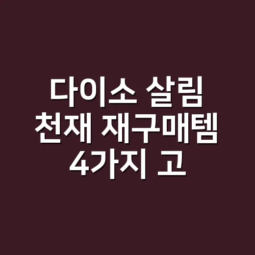 다이소 살림 천재 재구매템 4가지 고르는 방법 - 요약