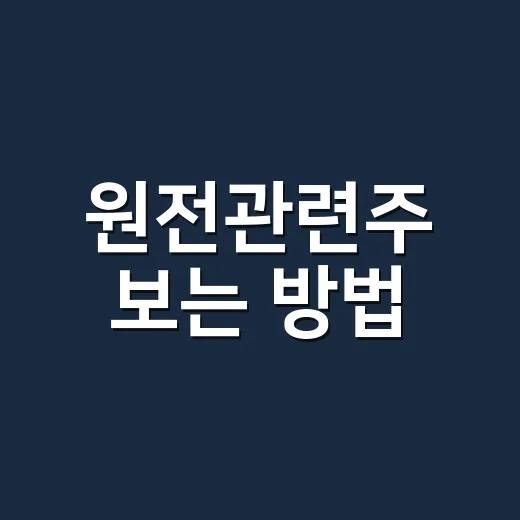 원전관련주 보는 방법, 초보자는 밸류체인부터 이렇게 - 요약