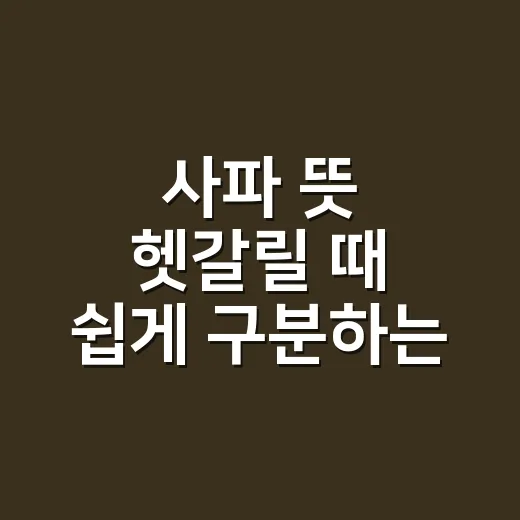 사파 뜻 헷갈릴 때 쉽게 구분하는 방법 - 요약