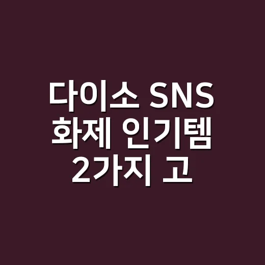 다이소 SNS 화제 인기템 2가지 고르는 방법, 품절 전에 이렇게 보면 실패가 적어요 - 요약