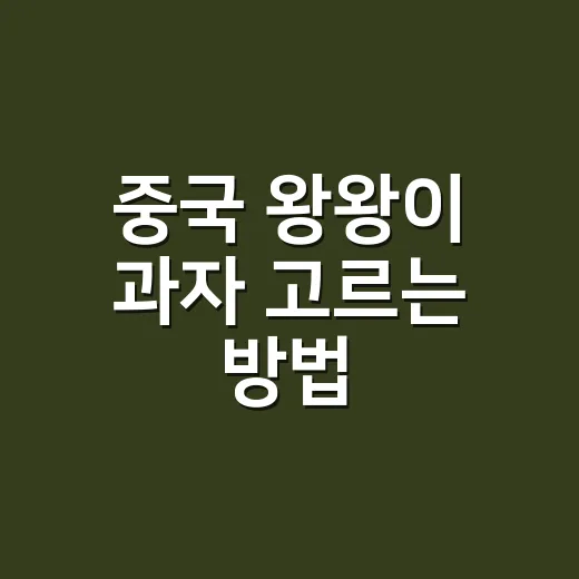 중국 왕왕이 과자 고르는 방법, 실패 줄이려면 이렇게 보세요 - 요약