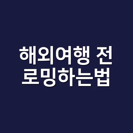 해외여행 전 로밍하는법, 초보자도 실수 줄이는 순서 - 요약