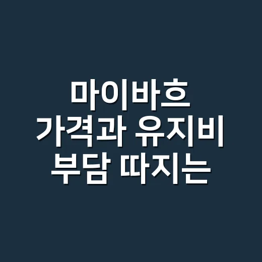 마이바흐 가격과 유지비 부담 따지는 방법 - 요약