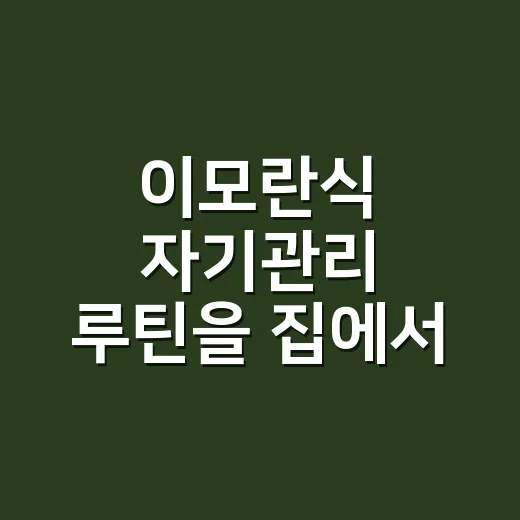 이모란식 자기관리 루틴을 집에서 부담 없이 시작하는 방법 - 요약