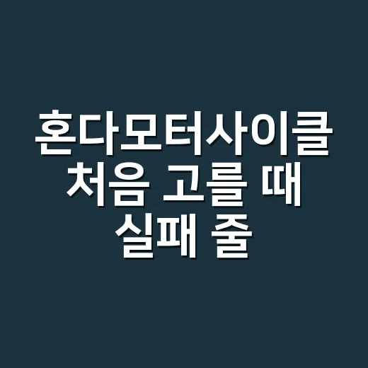 혼다모터사이클 처음 고를 때 실패 줄이는 방법 - 요약