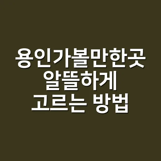 용인가볼만한곳 알뜰하게 고르는 방법, 하루 코스는 이렇게 잡으면 덜 지칩니다 - 요약
