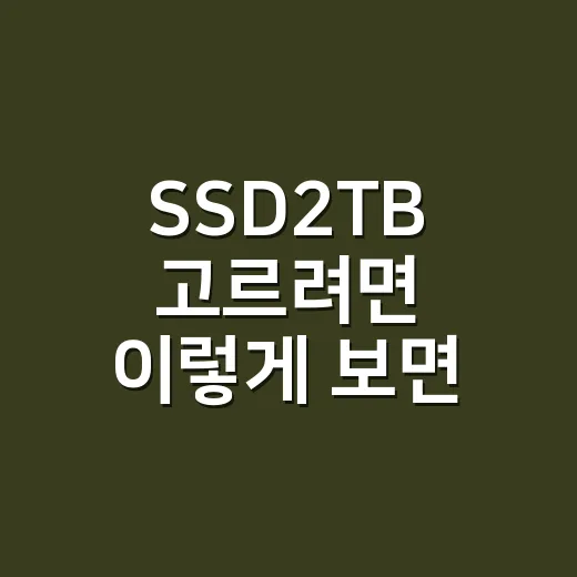 SSD2TB 고르려면 이렇게 보면 실패가 적습니다 - 요약