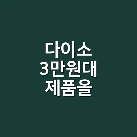 다이소 3만원대 제품을 5천원에 사려면 이렇게 고르세요 - 요약