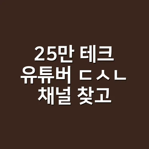 25만 테크 유튜버 ㄷㅅㄴ 채널 찾고 리뷰 걸러보는 방법 - 요약
