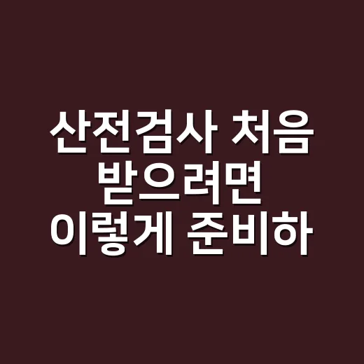산전검사 처음 받으려면 이렇게 준비하면 덜 헤맵니다 - 요약