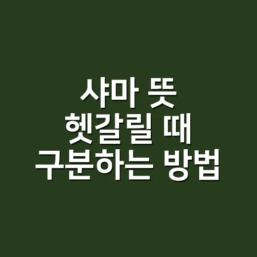 샤마 뜻 헷갈릴 때 구분하는 방법 - 요약