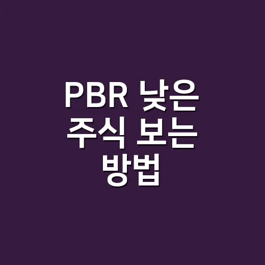 PBR 낮은 주식 보는 방법, 초보자가 숫자에 속지 않으려면 이렇게 - 요약