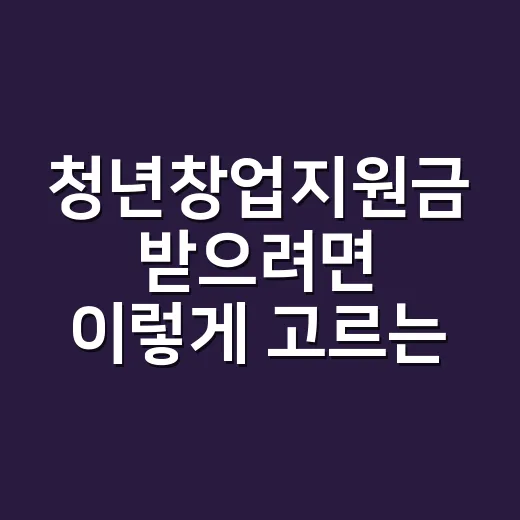 청년창업지원금 받으려면 이렇게 고르는 방법 - 요약