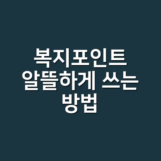 복지포인트 알뜰하게 쓰는 방법, 소멸 전에 챙기는 순서 - 요약