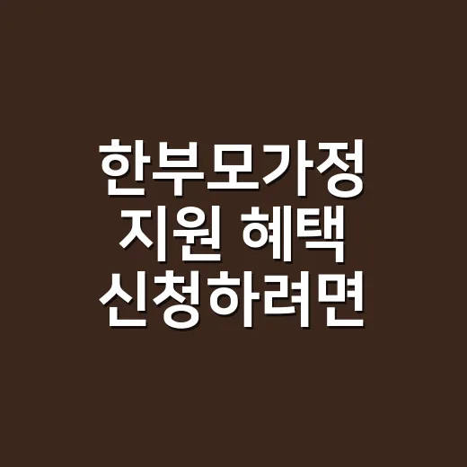 한부모가정 지원 혜택 신청하려면 이렇게 챙기세요 - 요약