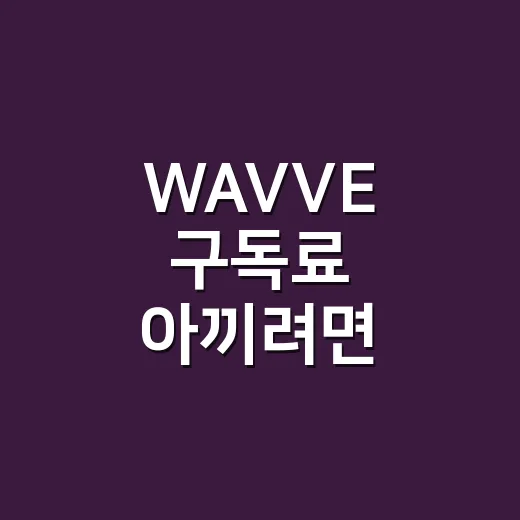WAVVE 구독료 아끼려면 이렇게 고르세요 - 요약