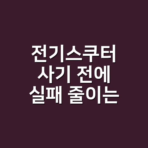 전기스쿠터 사기 전에 실패 줄이는 방법, 보조금부터 충전까지 이렇게 확인하세요 - 요약