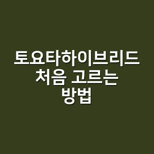 토요타하이브리드 처음 고르는 방법, 연비보다 먼저 볼 것들