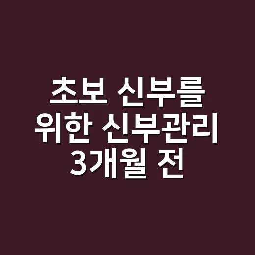 초보 신부를 위한 신부관리 3개월 전부터 챙기는 방법