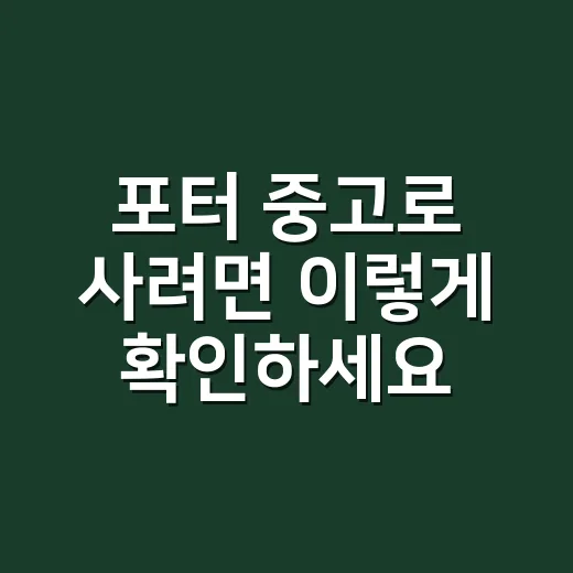 포터 중고로 사려면 이렇게 확인하세요 - 요약