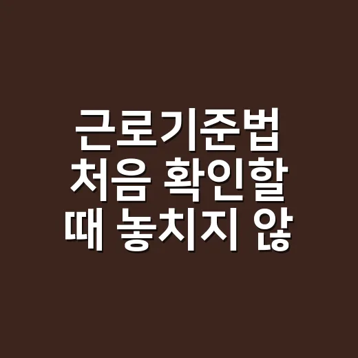 근로기준법 처음 확인할 때 놓치지 않는 방법 - 요약