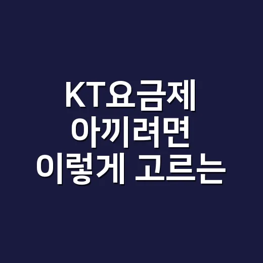 KT요금제 아끼려면 이렇게 고르는 방법 - 요약