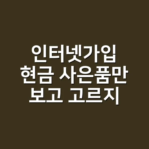 인터넷가입 현금 사은품만 보고 고르지 않는 방법 - 요약