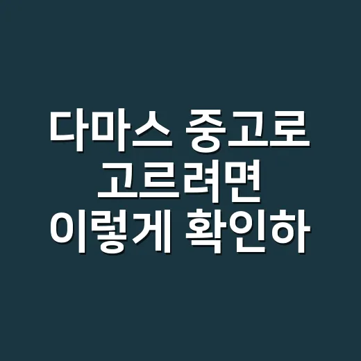 다마스 중고로 고르려면 이렇게 확인하는 방법 - 요약